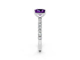 White gold Princess Cut Amethyst Pave Band Solitaire Ring with Four-Prong Setting_26