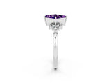 White gold Princess Cut Amethyst Ring with Side Stones and Four-Prong Setting_38
