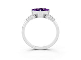 White gold Princess Cut Amethyst Ring with Side Stones and Four-Prong Setting_39
