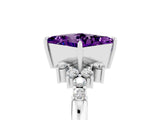 White gold Princess Cut Amethyst Ring with Side Stones and Four-Prong Setting_41