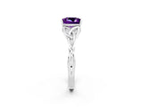 White gold Princess Cut Amethyst Solitaire Celtic Knot Ring with Four-Prong Setting_14