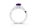 White gold Princess Cut Amethyst Solitaire Celtic Knot Ring with Four-Prong Setting_15