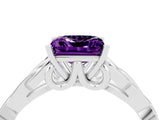 White gold Princess Cut Amethyst Solitaire Celtic Knot Ring with Four-Prong Setting_16