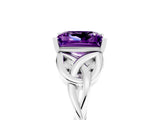 White gold Princess Cut Amethyst Solitaire Celtic Knot Ring with Four-Prong Setting_17