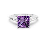 White gold Princess Cut Amethyst Solitaire Engagement Ring with Cathedral Setting and Four-Prong Mount_24