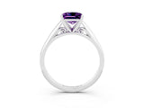 White gold Princess Cut Amethyst Solitaire Engagement Ring with Cathedral Setting and Four-Prong Mount_27