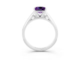White gold Princess Cut Amethyst Solitaire Engagement Ring with Cathedral Setting and Four-Prong Mount_33