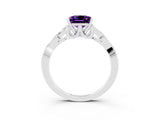 White gold Princess Cut Amethyst Solitaire Engagement Ring with Celtic Knot Band and Four-Prong Setting_3