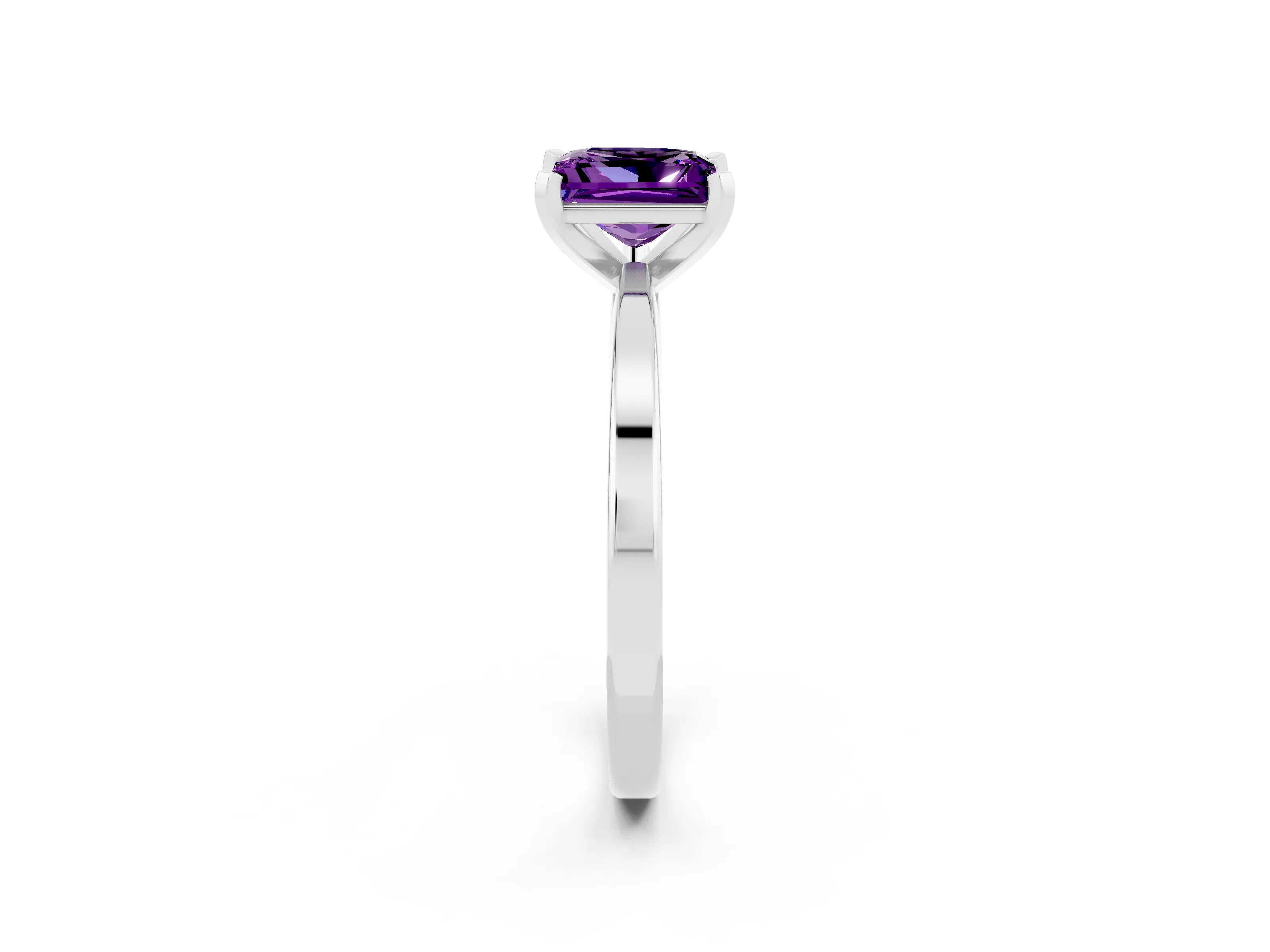 White gold Princess Cut Amethyst Solitaire Engagement Ring with Classic Band and Four-Prong Setting_26