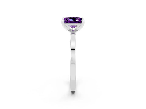 White gold Princess Cut Amethyst Solitaire Engagement Ring with Classic Band and Four-Prong Setting_26
