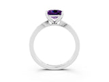 White gold Princess Cut Amethyst Solitaire Engagement Ring with Classic Band and Four-Prong Setting_27