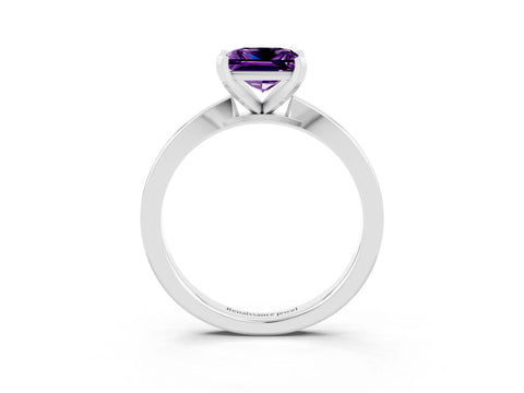 White gold Princess Cut Amethyst Solitaire Engagement Ring with Classic Band and Four-Prong Setting_27