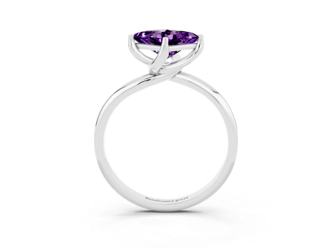White gold Princess Cut Amethyst Solitaire Engagement Ring with Four-Prong Setting and Classic Band_15