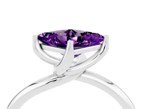 White gold Princess Cut Amethyst Solitaire Engagement Ring with Four-Prong Setting and Classic Band_16