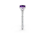 White gold Princess Cut Amethyst Solitaire Engagement Ring with Pavé Band and Four-Prong Setting_2