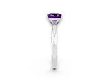 White gold Princess Cut Amethyst Solitaire Engagement Ring with Round Band and Four-Prong Setting_2
