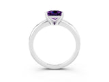 White gold Princess Cut Amethyst Solitaire Engagement Ring with Round Band and Four-Prong Setting_3