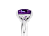 White gold Princess Cut Amethyst Solitaire Engagement Ring with Round Band and Four-Prong Setting_5