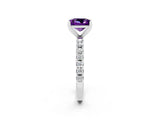 White gold Princess Cut Amethyst Solitaire Pavé Band with Four-Prong Setting_2