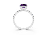 White gold Princess Cut Amethyst Solitaire Pavé Band with Four-Prong Setting_3