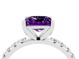 White gold Princess Cut Amethyst Solitaire Pavé Band with Four-Prong Setting_4
