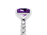 White gold Princess Cut Amethyst Solitaire Pavé Band with Four-Prong Setting_5