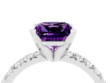 White gold Princess Cut Amethyst Solitaire Pavé Engagement Ring with Round Band and Prong Setting_16