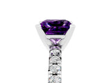 White gold Princess Cut Amethyst Solitaire Pavé Engagement Ring with Round Band and Prong Setting_83