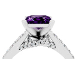 White gold Princess Cut Amethyst Solitaire Ring with Crossover Gallery and Round  Pavé Band_16