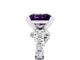 White gold Princess Cut Amethyst Solitaire Ring with Crossover Gallery and Round  Pavé Band_18