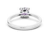 White gold Princess Cut Amethyst Solitaire Ring with Flower Prong Setting and Classic Band_37