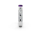 White gold Princess Cut Amethyst Solitaire Ring with Pavé and Channel Set Band_14