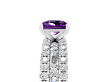 White gold Princess Cut Amethyst Solitaire Ring with Pavé and Channel Set Band_17