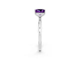 White gold Princess Cut Amethyst Solitaire Ring with Thin Band and Four-Prong Setting_2