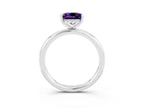 White gold Princess Cut Amethyst Solitaire Ring with Thin Band and Four-Prong Setting_3