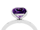 White gold Princess Cut Amethyst Solitaire Ring with Thin Band and Prong Setting_16