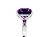 White gold Princess Cut Amethyst Solitaire Ring with Thin Band and Prong Setting_17