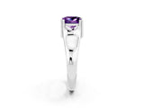 White gold Princess Cut Amethyst Solitaire Ring with Wide Band and Prong Setting_2