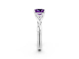 White gold Princess Cut Amethyst Solitaire Twist Band Prong Setting Ring_38