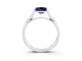 White gold Princess Cut Amethyst Solitaire Twist Band Prong Setting Ring_39