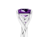 White gold Princess Cut Amethyst Solitaire Twist Band Prong Setting Ring_41