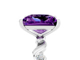 White gold Princess Cut Amethyst Solitaire Twisted Band with Round  Accents and Prong Setting_17