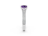 White gold Princess Cut Amethyst Split Shank Engagement Ring with Pavé Band_2