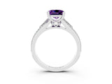 White gold Princess Cut Amethyst Split Shank Engagement Ring with Pavé Band_3