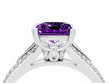 White gold Princess Cut Amethyst Split Shank Engagement Ring with Pavé Band_4