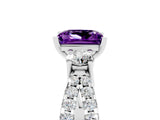 White gold Princess Cut Amethyst Three-Stone Ring with Pavé Split Shank and Four-Prong Setting_5