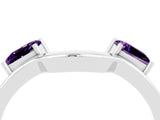 White gold Princess Cut Amethyst Two-Stone Open Band Ring with Four-Prong Setting_10