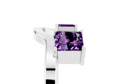 White gold Princess Cut Amethyst Two-Stone Open Band Ring with Four-Prong Setting_11