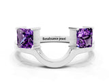White gold Princess Cut Amethyst Two-Stone Open Band Ring with Four-Prong Setting_6