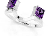 White gold Princess Cut Amethyst Two-Stone Open Band Ring with Four-Prong Setting_7